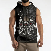 Skeleton Tribe Simbu Province Sleeveless Zip Hoodie Papua New Guinea Indigenous Pattern LT9 - Polynesian Pride