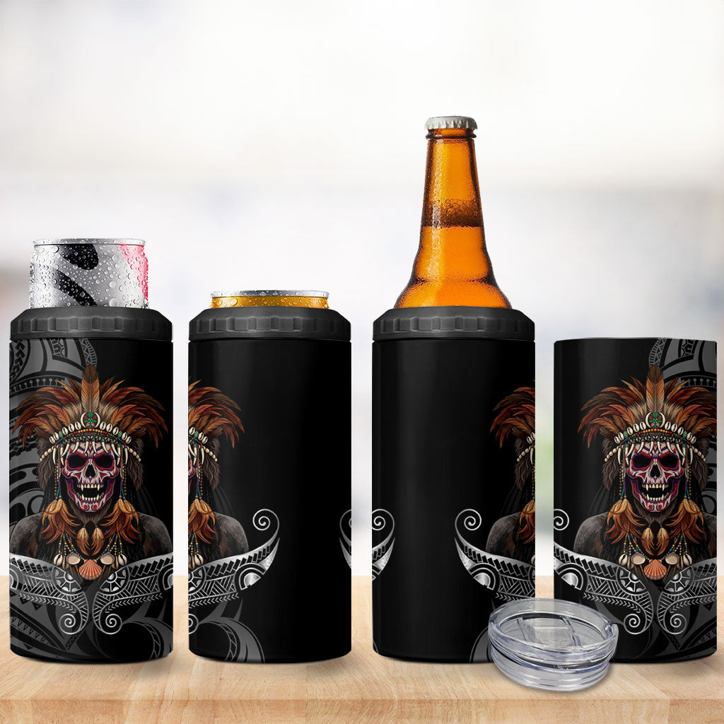 Mokomoko Tribe Eastern Highlands Province 4 in 1 Can Cooler Tumbler Papua New Guinea Indigenous Pattern LT9 - Polynesian Pride