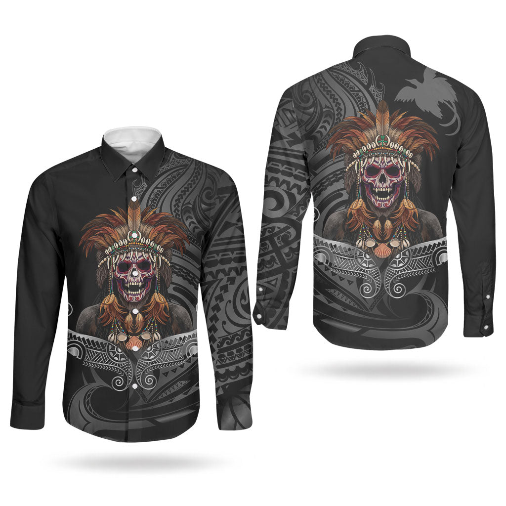 Mokomoko Tribe Eastern Highlands Province Couples Matching Summer Maxi Dress and Long Sleeve Button Shirt Papua New Guinea Indigenous Pattern LT9 - Polynesian Pride