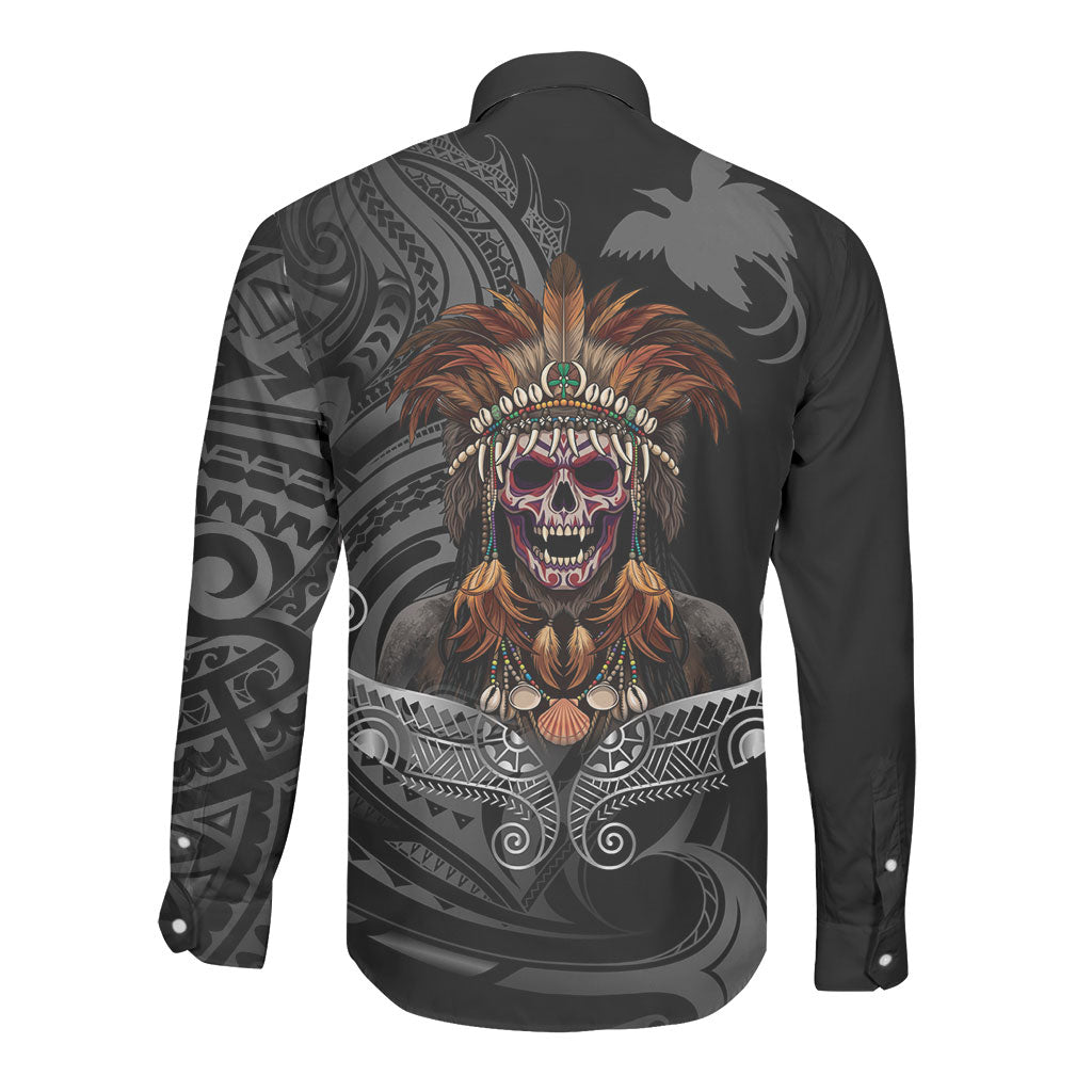 Mokomoko Tribe Eastern Highlands Province Long Sleeve Button Shirt Papua New Guinea Indigenous Pattern LT9 - Polynesian Pride