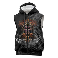 Mokomoko Tribe Eastern Highlands Province Sleeveless Zip Hoodie Papua New Guinea Indigenous Pattern LT9 Black - Polynesian Pride