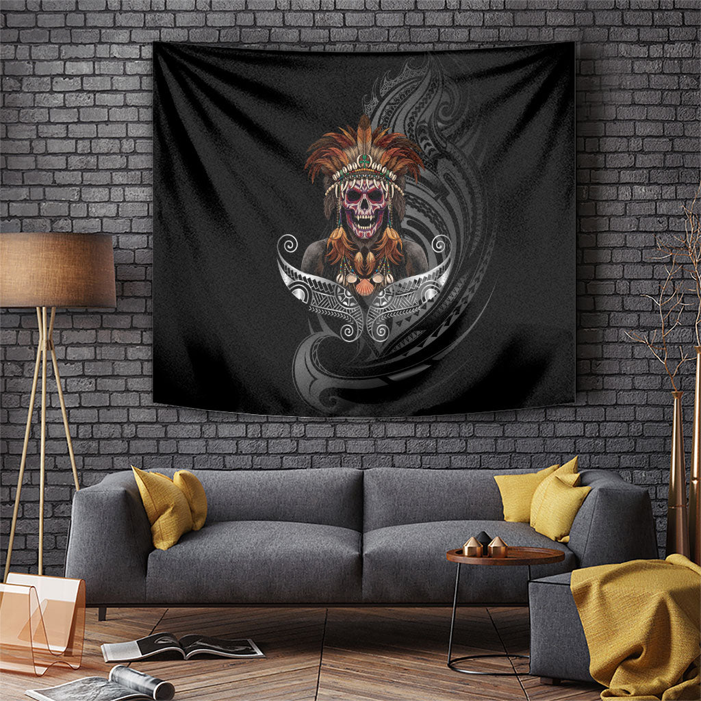 Mokomoko Tribe Eastern Highlands Province Tapestry Papua New Guinea Indigenous Pattern LT9 Black - Polynesian Pride