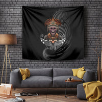 Mokomoko Tribe Eastern Highlands Province Tapestry Papua New Guinea Indigenous Pattern LT9 Black - Polynesian Pride
