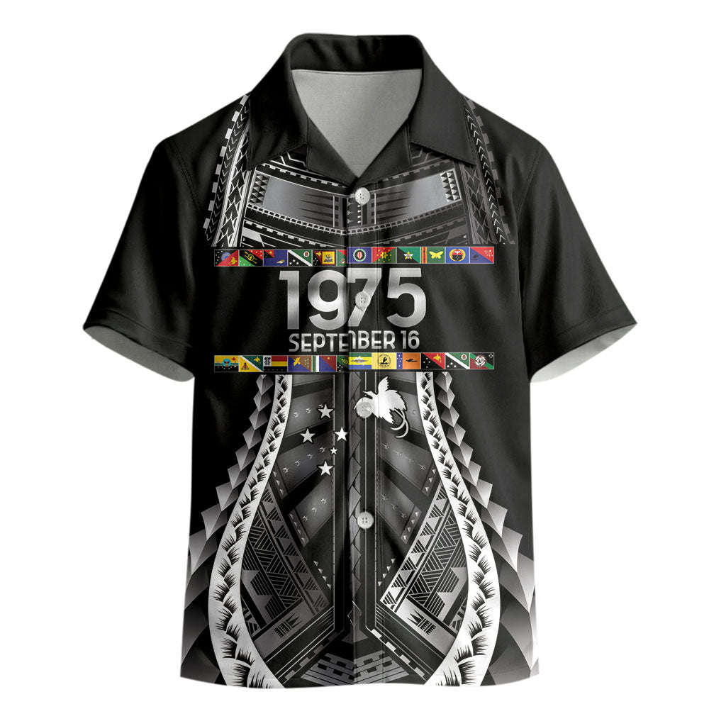 Independen Stet bilong Papua Niugini 1975 Kid Hawaiian Shirt Black Tribal Papua New Guinea Province Flag LT9 - Polynesian Pride