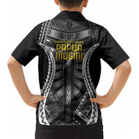 Independen Stet bilong Papua Niugini 1975 Kid Hawaiian Shirt Black Tribal Papua New Guinea Province Flag LT9 - Polynesian Pride