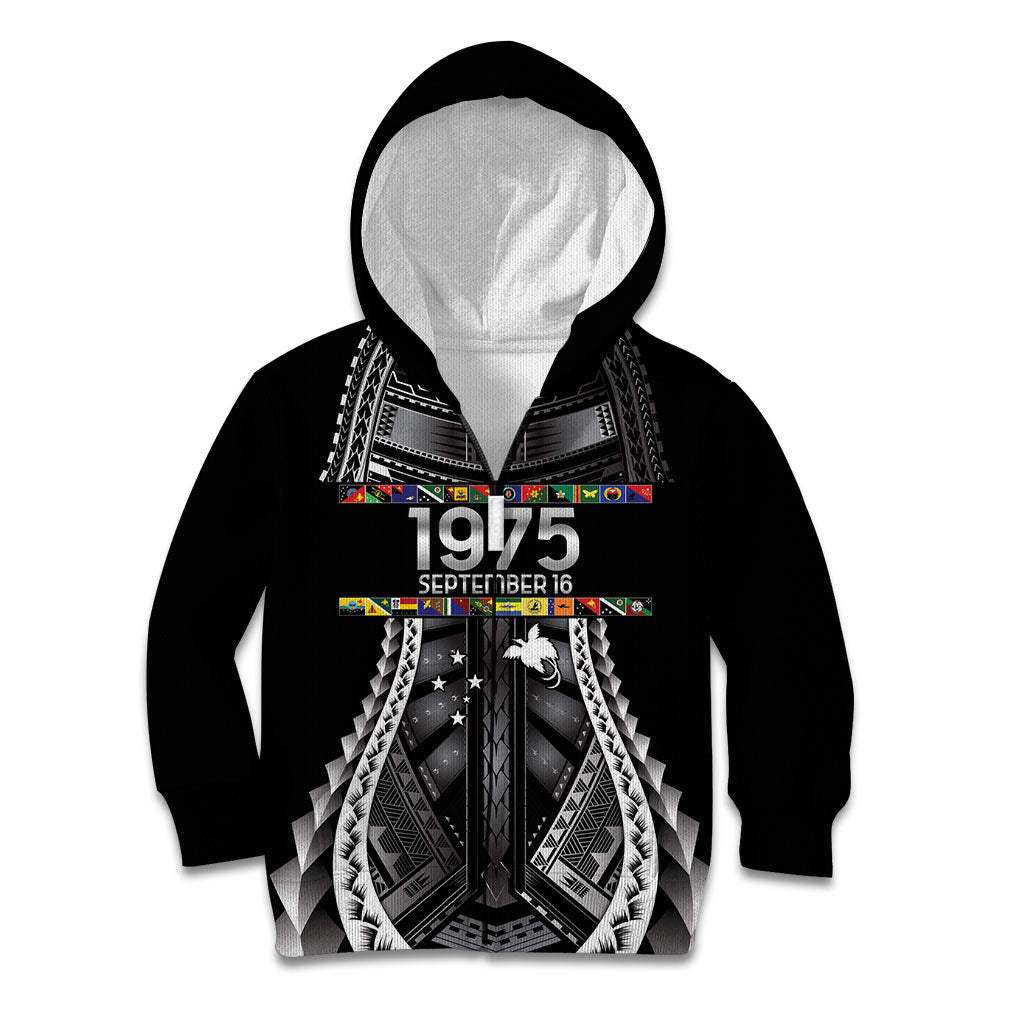Independen Stet bilong Papua Niugini 1975 Kid Hoodie Black Tribal Papua New Guinea Province Flag LT9 Zip Hoodie Black - Polynesian Pride