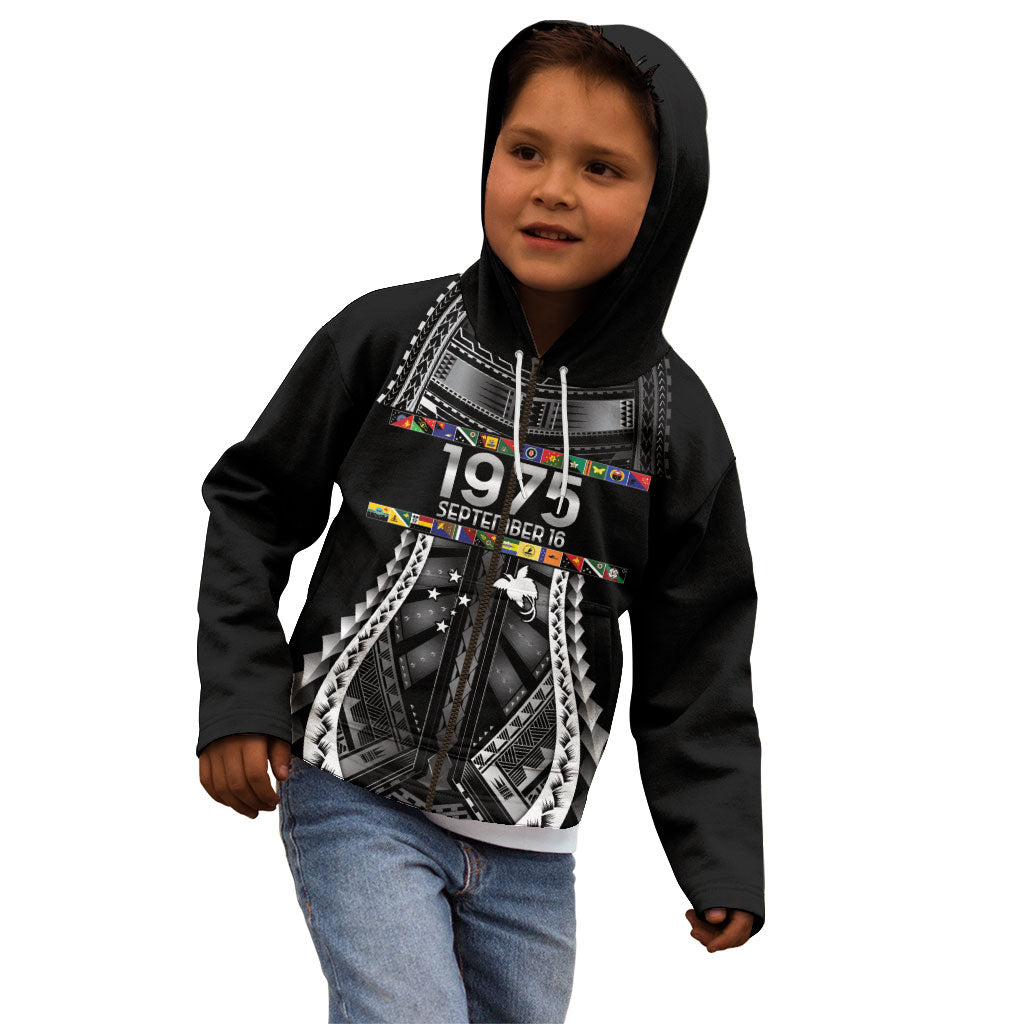 Independen Stet bilong Papua Niugini 1975 Kid Hoodie Black Tribal Papua New Guinea Province Flag LT9 - Polynesian Pride