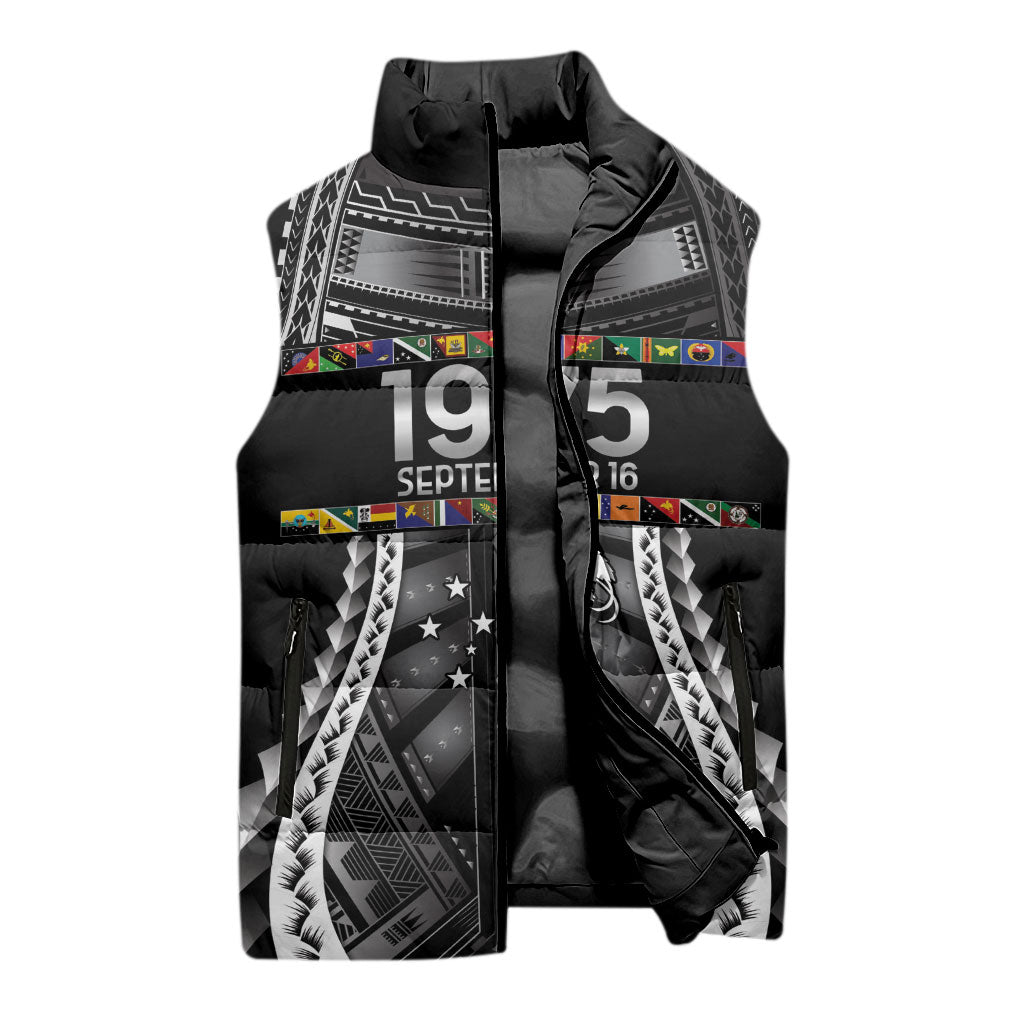 Independen Stet bilong Papua Niugini 1975 Sleeveless Puffer Jacket Black Tribal Papua New Guinea Province Flag LT9 - Polynesian Pride