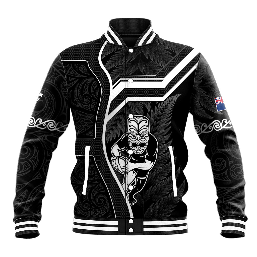 New Zealand Aotearoa Rugby Baseball Jacket Black Fern Maori Tribal Sporty Style LT9 Unisex Black - Polynesian Pride