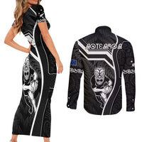 New Zealand Aotearoa Rugby Couples Matching Short Sleeve Bodycon Dress and Long Sleeve Button Shirts Black Fern Maori Tribal Sporty Style LT9 - Polynesian Pride