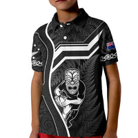 New Zealand Aotearoa Rugby Kid Polo Shirt Black Fern Maori Tribal Sporty Style LT9 Kid Black - Polynesian Pride