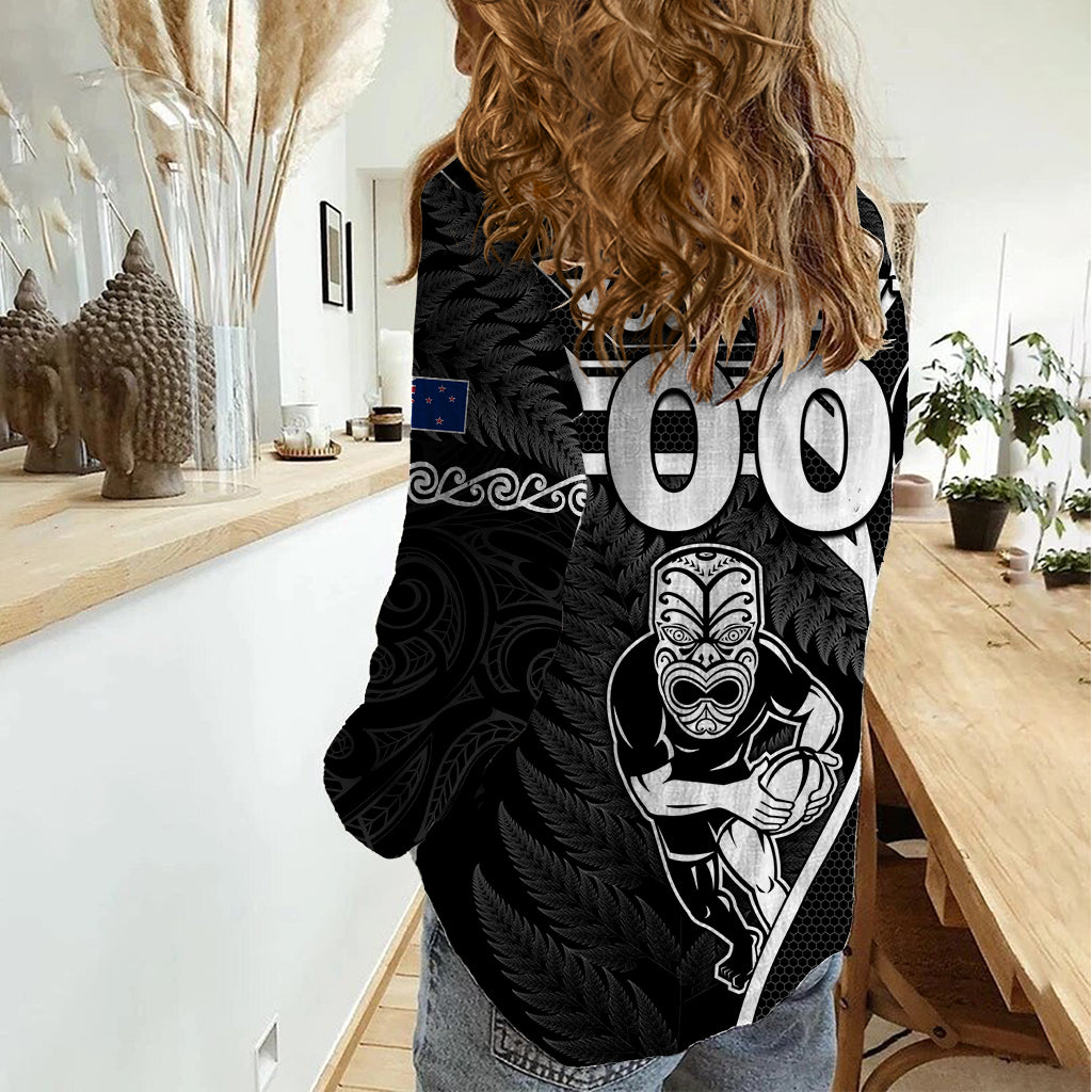 Custom New Zealand Aotearoa Rugby Women Casual Shirt Black Fern Maori Tribal Sporty Style LT9 - Polynesian Pride