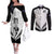 Custom New Zealand Rugby Couples Matching Off The Shoulder Long Sleeve Dress and Long Sleeve Button Shirts Proud Aoteroa Stylised Maori Koru LT9 Black - Polynesian Pride
