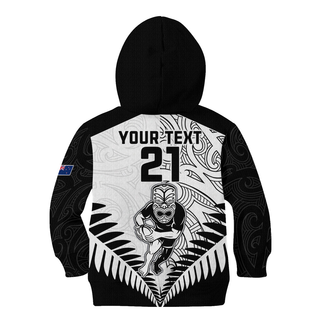 Custom New Zealand Rugby Kid Hoodie Proud Aoteroa Stylised Maori Koru LT9 - Polynesian Pride