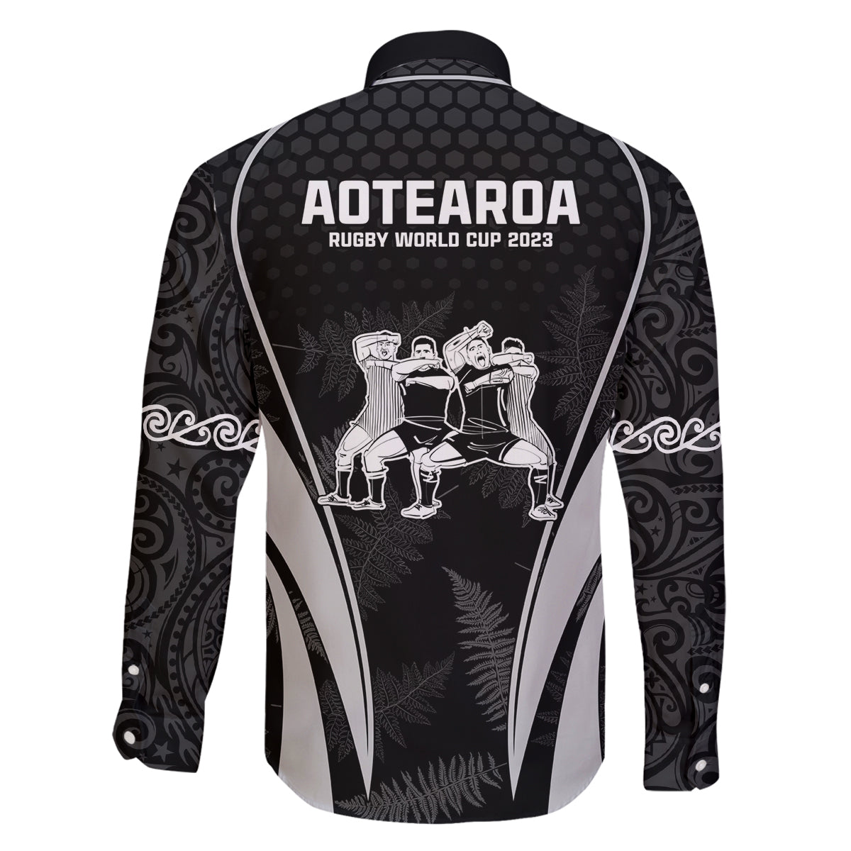 New Zealand Aotearoa Rugby Family Matching Long Sleeve Bodycon Dress and Hawaiian Shirt Haka Dance Mixed Silver Fern Sporty Style LT9 - Polynesian Pride