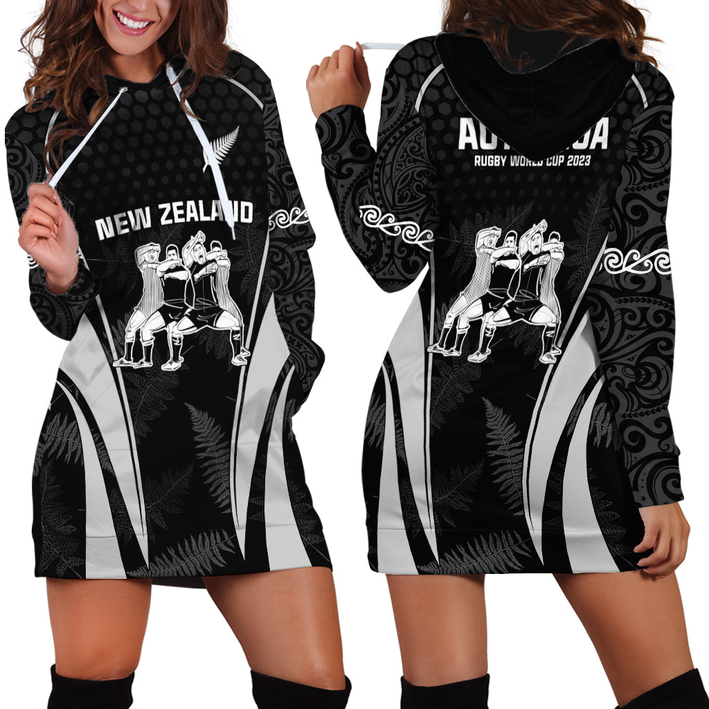 New Zealand Aotearoa Rugby Hoodie Dress Haka Dance Mixed Silver Fern Sporty Style LT9 - Polynesian Pride