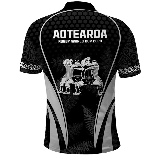 New Zealand Silver Fern Rugby Polo Shirt Aotearoa All Black Dabbing Ball With Maori Paua Shell LT14 main image 1