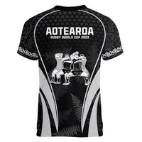 New Zealand Aotearoa Rugby Women V Neck T Shirt Haka Dance Mixed Silver Fern Sporty Style LT9 - Polynesian Pride