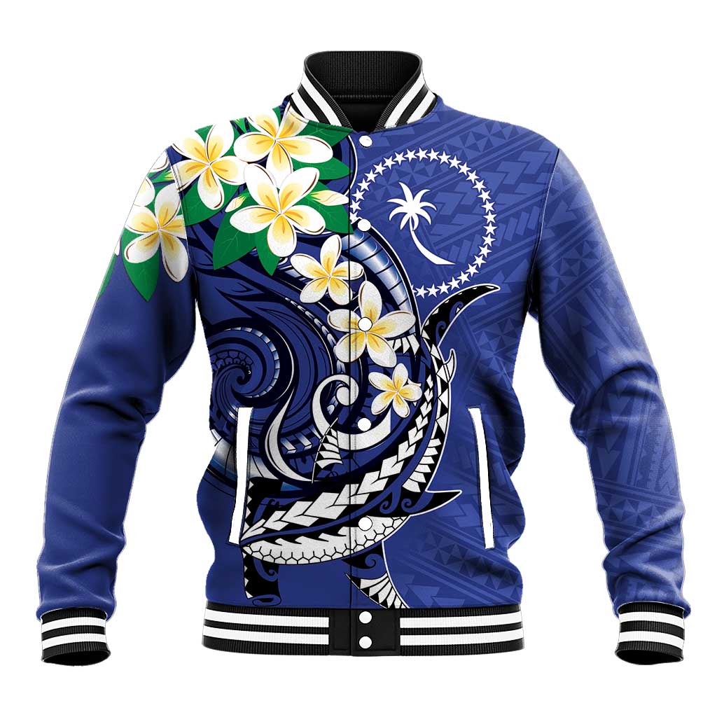 FSM Chuuk State Polynesian Shark Tattoo Personalised Baseball Jacket LT9 Unisex Blue - Polynesian Pride