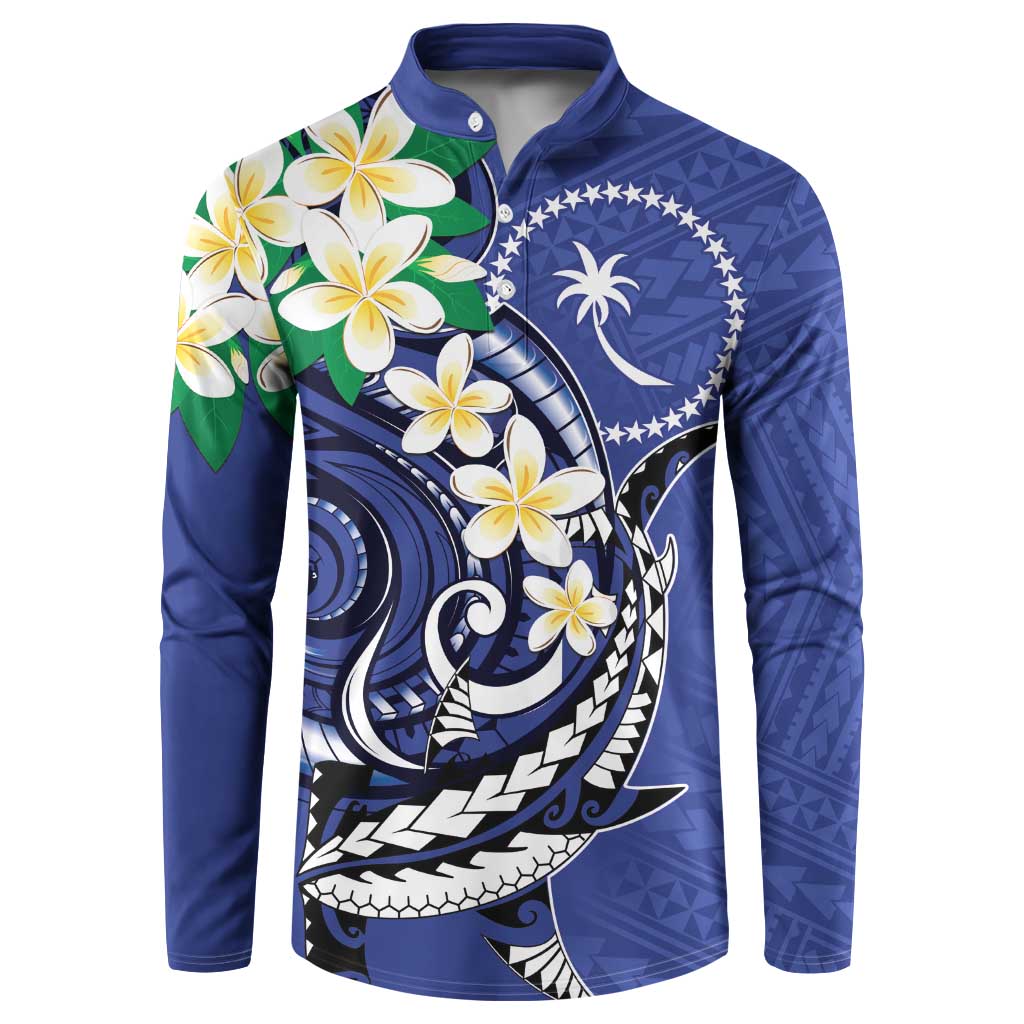 FSM Chuuk State Polynesian Shark Tattoo Personalised Button Sweatshirt LT9 Blue - Polynesian Pride