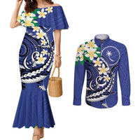 FSM Chuuk State Polynesian Shark Tattoo Personalised Couples Matching Mermaid Dress and Long Sleeve Button Shirt