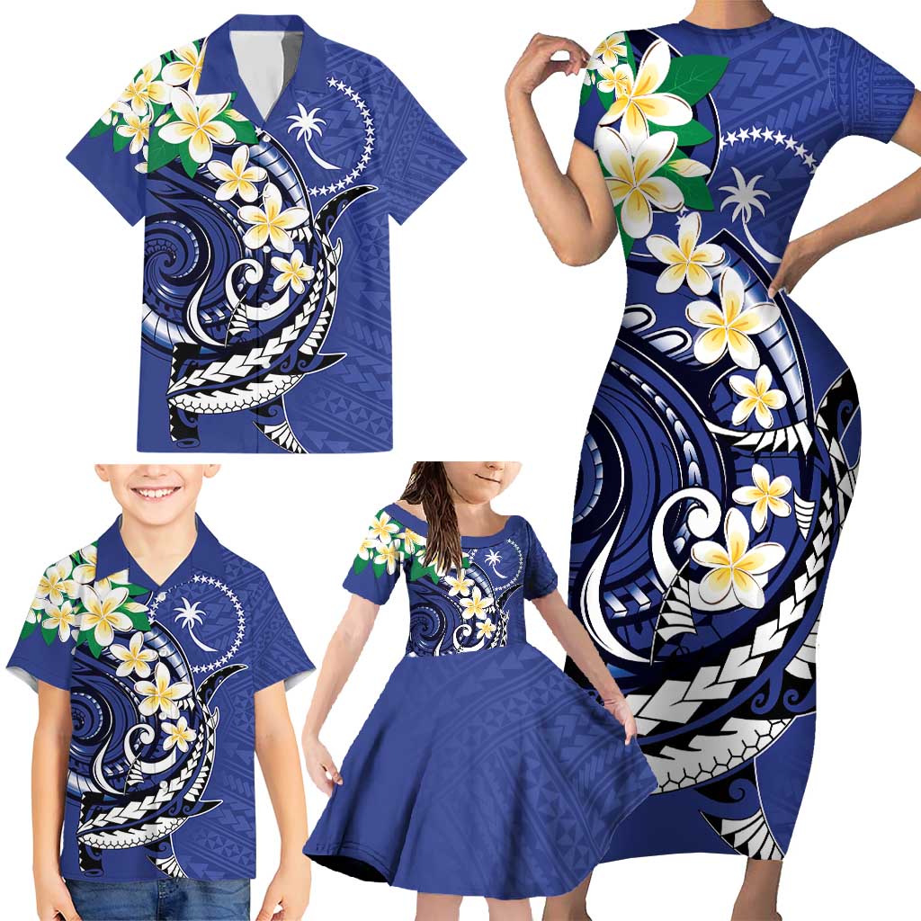 FSM Chuuk State Polynesian Shark Tattoo Personalised Family Matching Short Sleeve Bodycon Dress and Hawaiian Shirt LT9 - Polynesian Pride