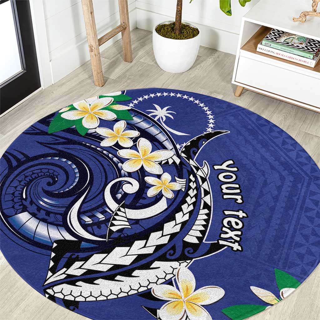 FSM Chuuk State Polynesian Shark Tattoo Personalised Round Carpet LT9 Blue - Polynesian Pride