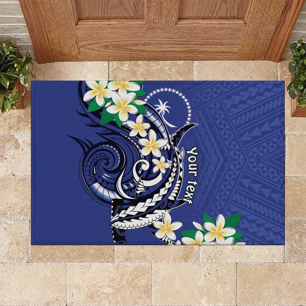 FSM Chuuk State Polynesian Shark Tattoo Personalised Rubber Doormat LT9 Blue - Polynesian Pride
