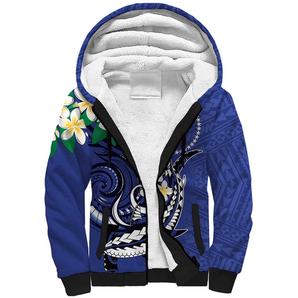 FSM Chuuk State Polynesian Shark Tattoo Personalised Sherpa Hoodie LT9 Unisex Blue - Polynesian Pride