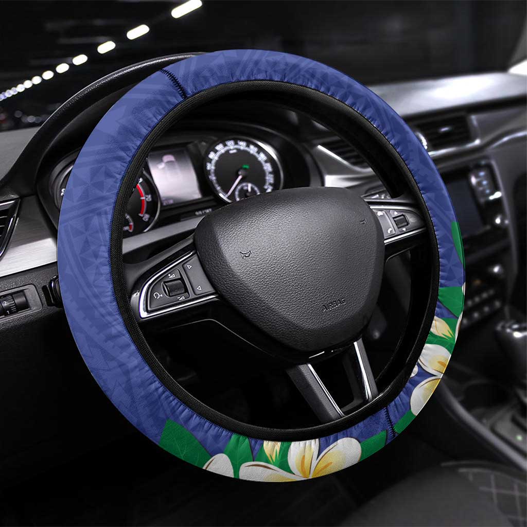 FSM Chuuk State Polynesian Shark Tattoo Steering Wheel Cover LT9 Universal Fit Blue - Polynesian Pride