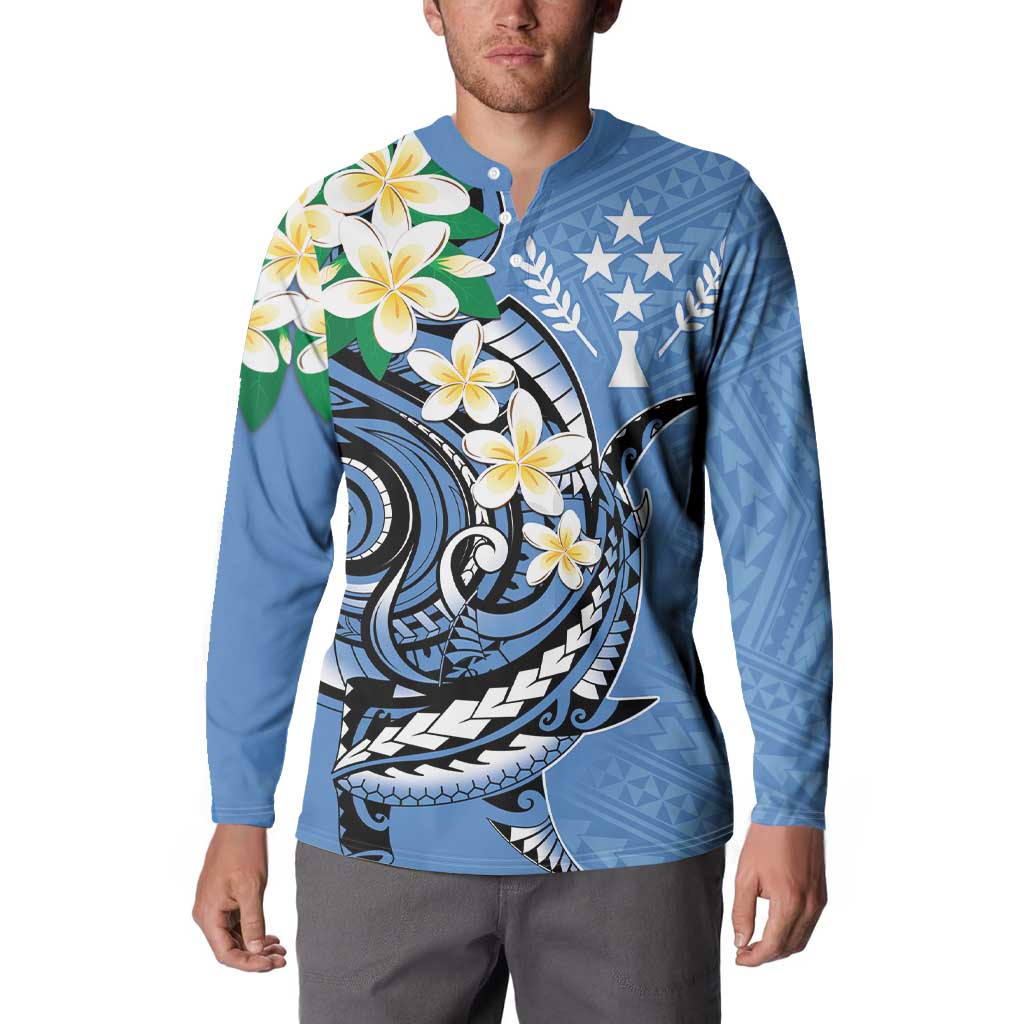 FSM Kosrae Polynesian Shark Tattoo Personalised Button Sweatshirt