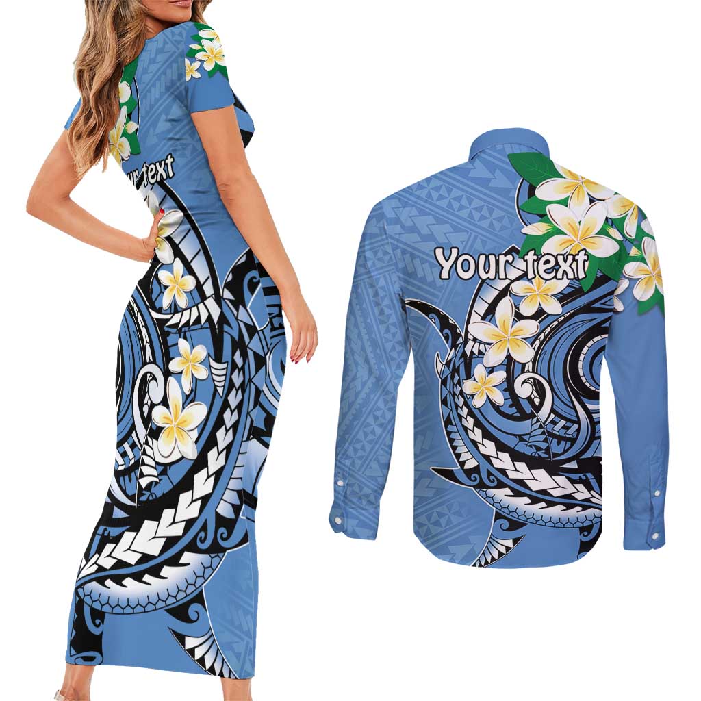 FSM Kosrae Polynesian Shark Tattoo Personalised Couples Matching Short Sleeve Bodycon Dress and Long Sleeve Button Shirt