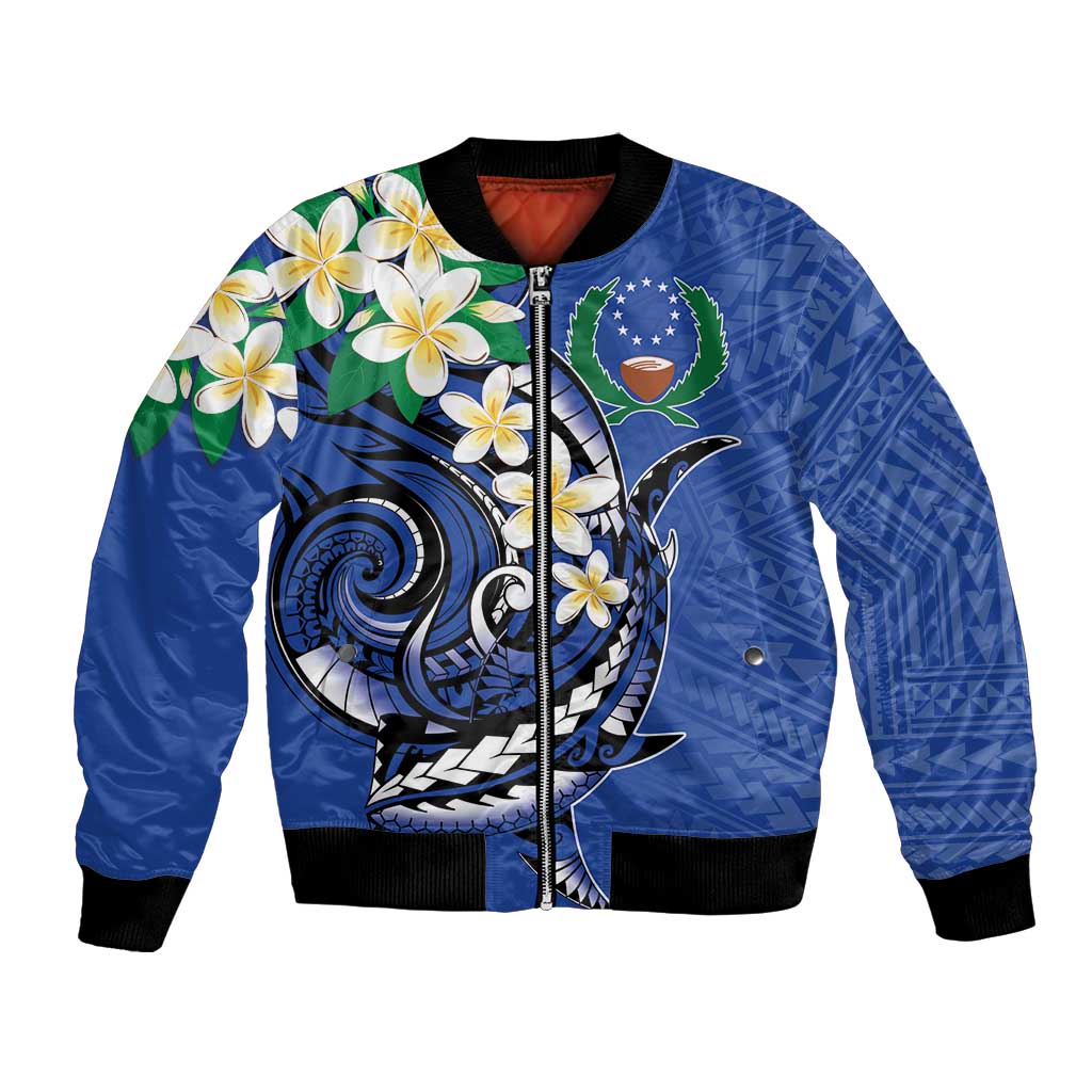 FSM Pohnpei Polynesian Shark Tattoo Personalised Bomber Jacket LT9 Unisex Blue - Polynesian Pride