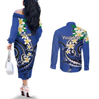 FSM Pohnpei Polynesian Shark Tattoo Personalised Couples Matching Off The Shoulder Long Sleeve Dress and Long Sleeve Button Shirt