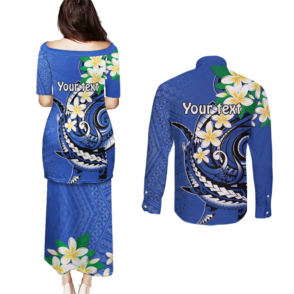 FSM Pohnpei Polynesian Shark Tattoo Personalised Couples Matching Puletasi and Long Sleeve Button Shirt