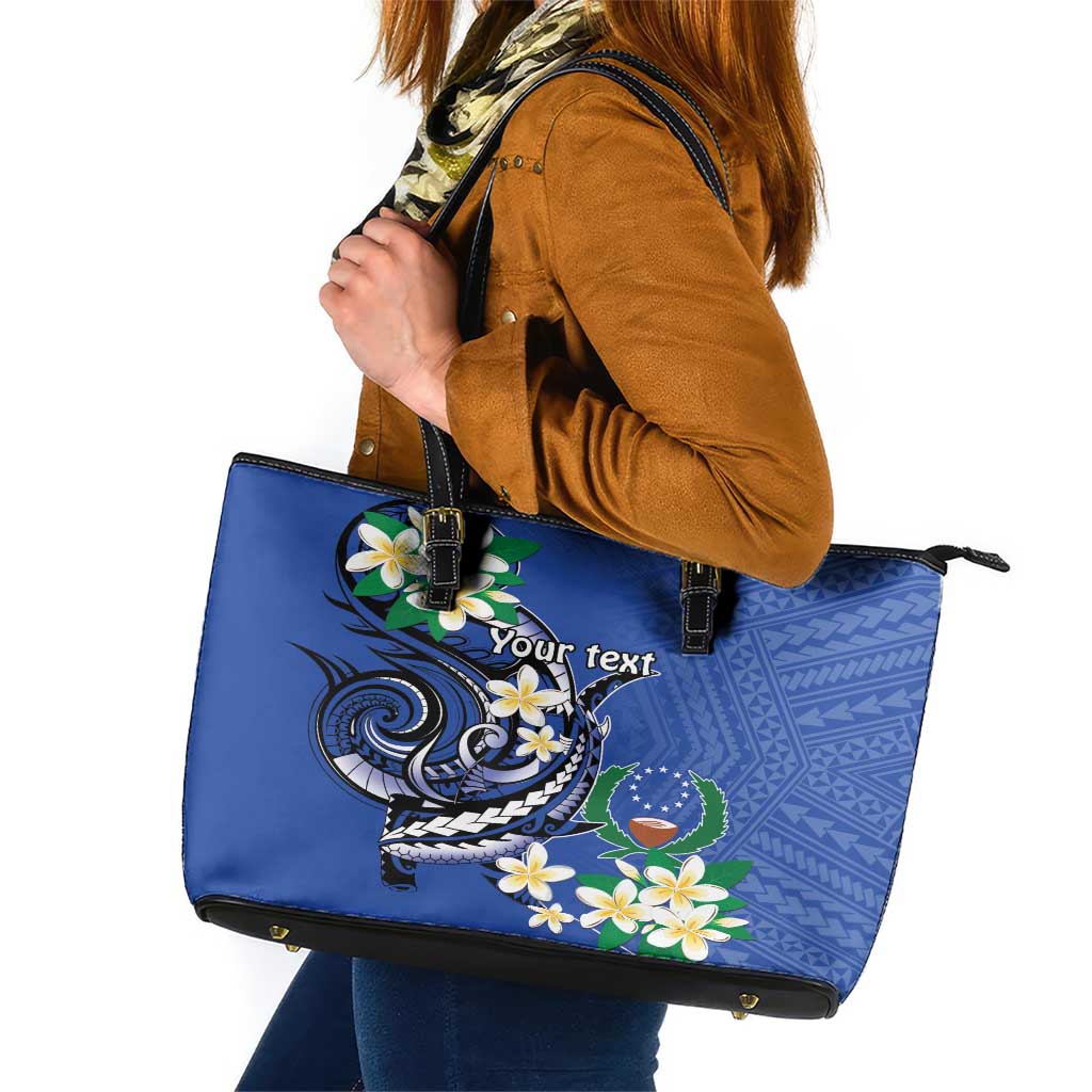 FSM Pohnpei Polynesian Shark Tattoo Personalised Leather Tote Bag LT9 Blue - Polynesian Pride