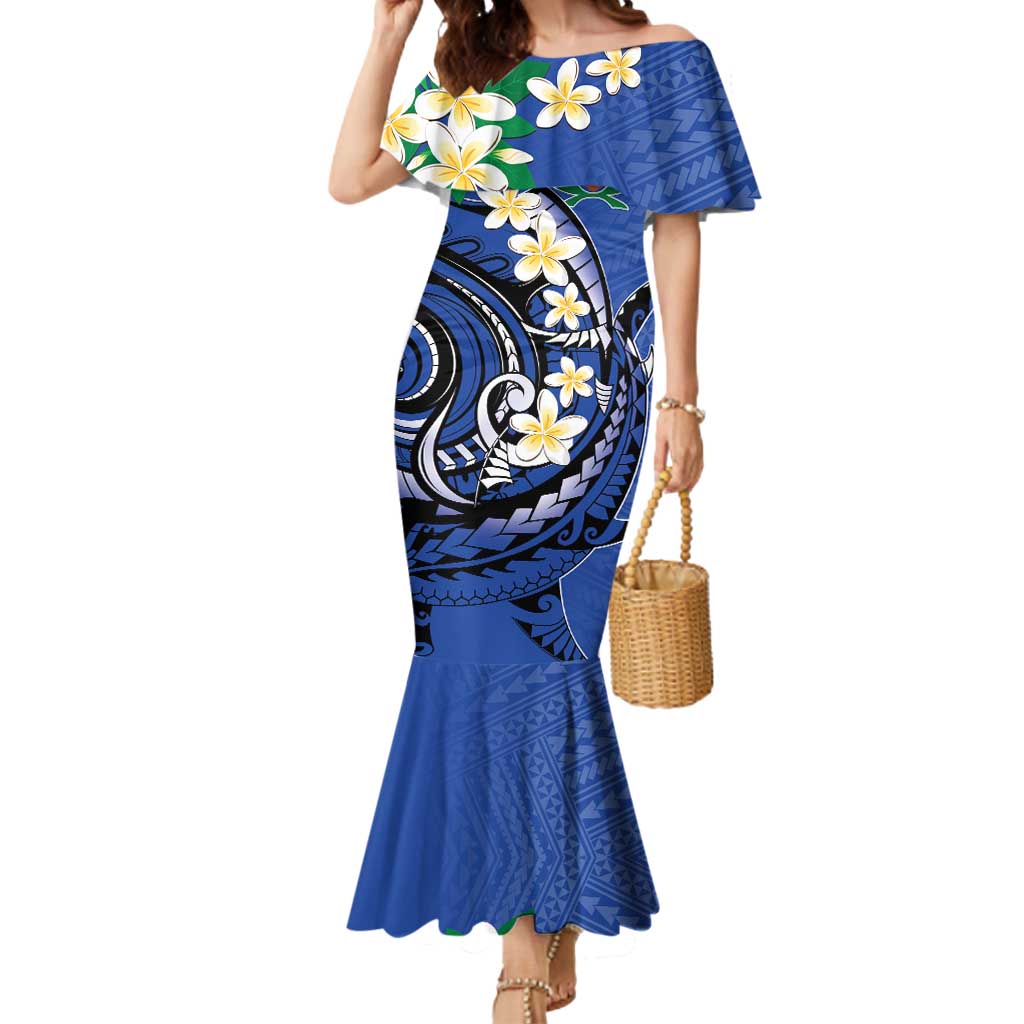FSM Pohnpei Polynesian Shark Tattoo Personalised Mermaid Dress LT9 Women Blue - Polynesian Pride