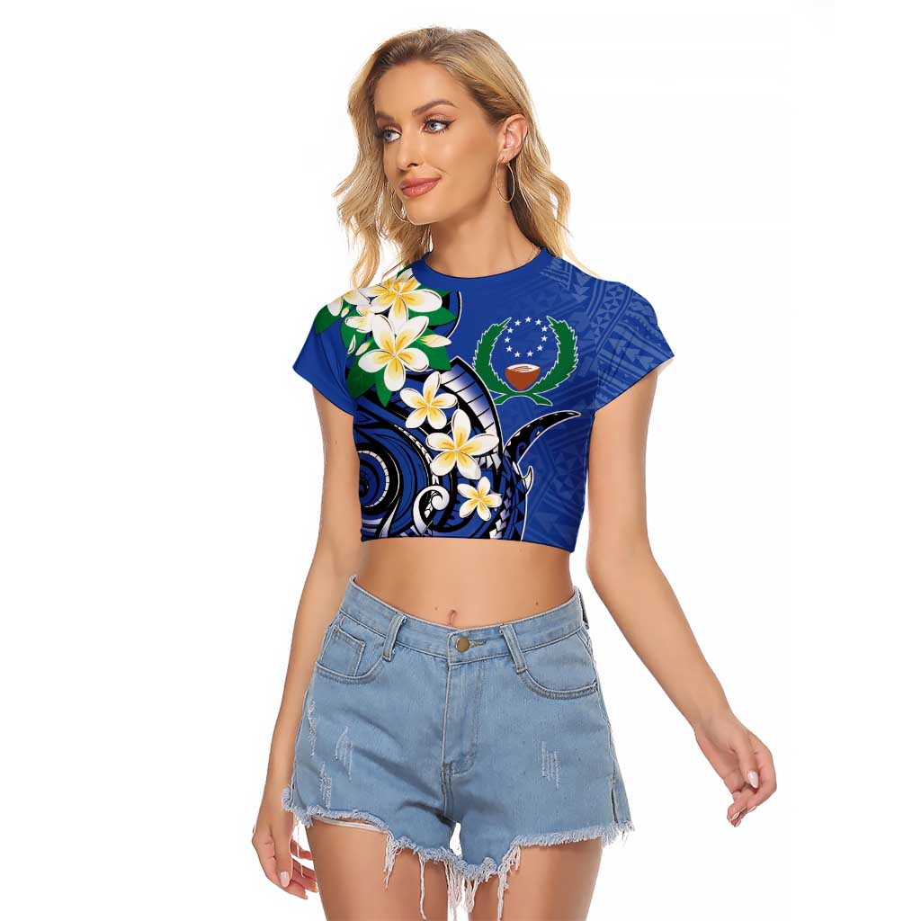 FSM Pohnpei Polynesian Shark Tattoo Personalised Raglan Cropped T Shirt LT9 Female Blue - Polynesian Pride