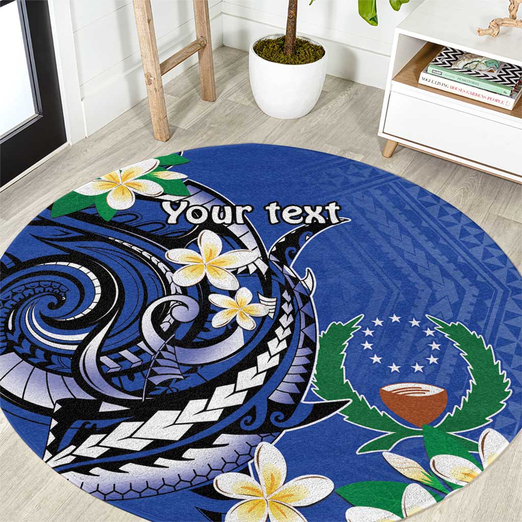 FSM Pohnpei Polynesian Shark Tattoo Personalised Round Carpet LT9 Blue - Polynesian Pride