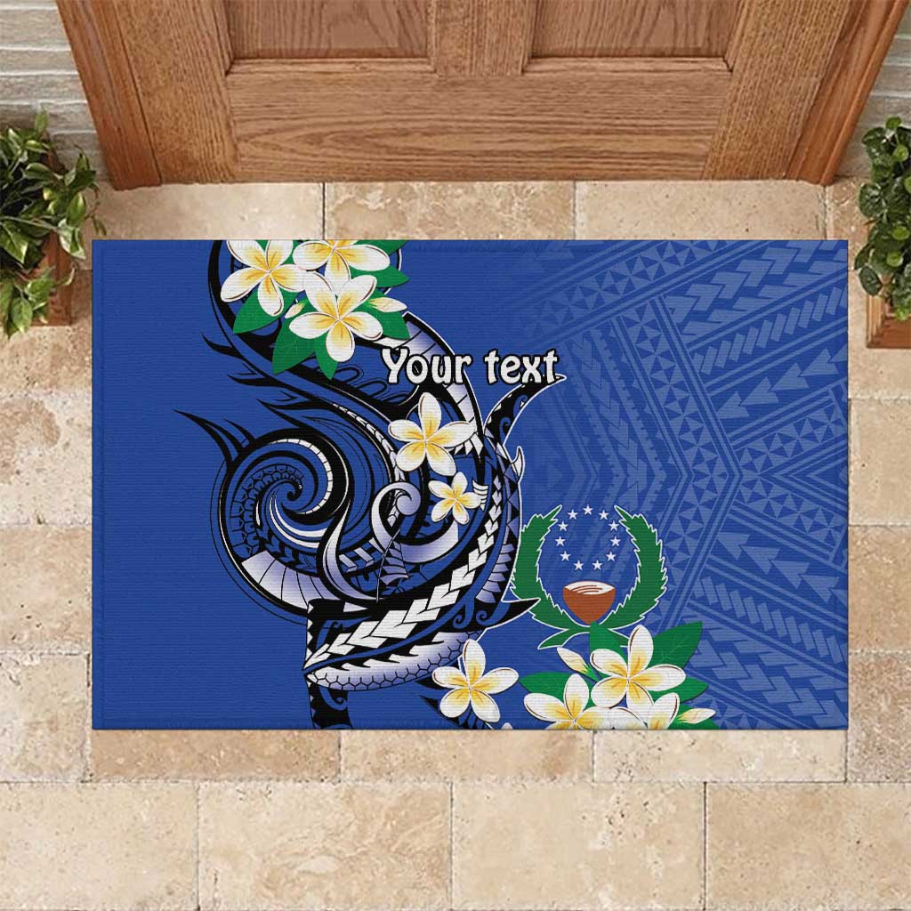 FSM Pohnpei Polynesian Shark Tattoo Personalised Rubber Doormat LT9 Blue - Polynesian Pride