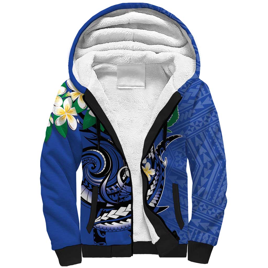 FSM Pohnpei Polynesian Shark Tattoo Personalised Sherpa Hoodie LT9 Unisex Blue - Polynesian Pride