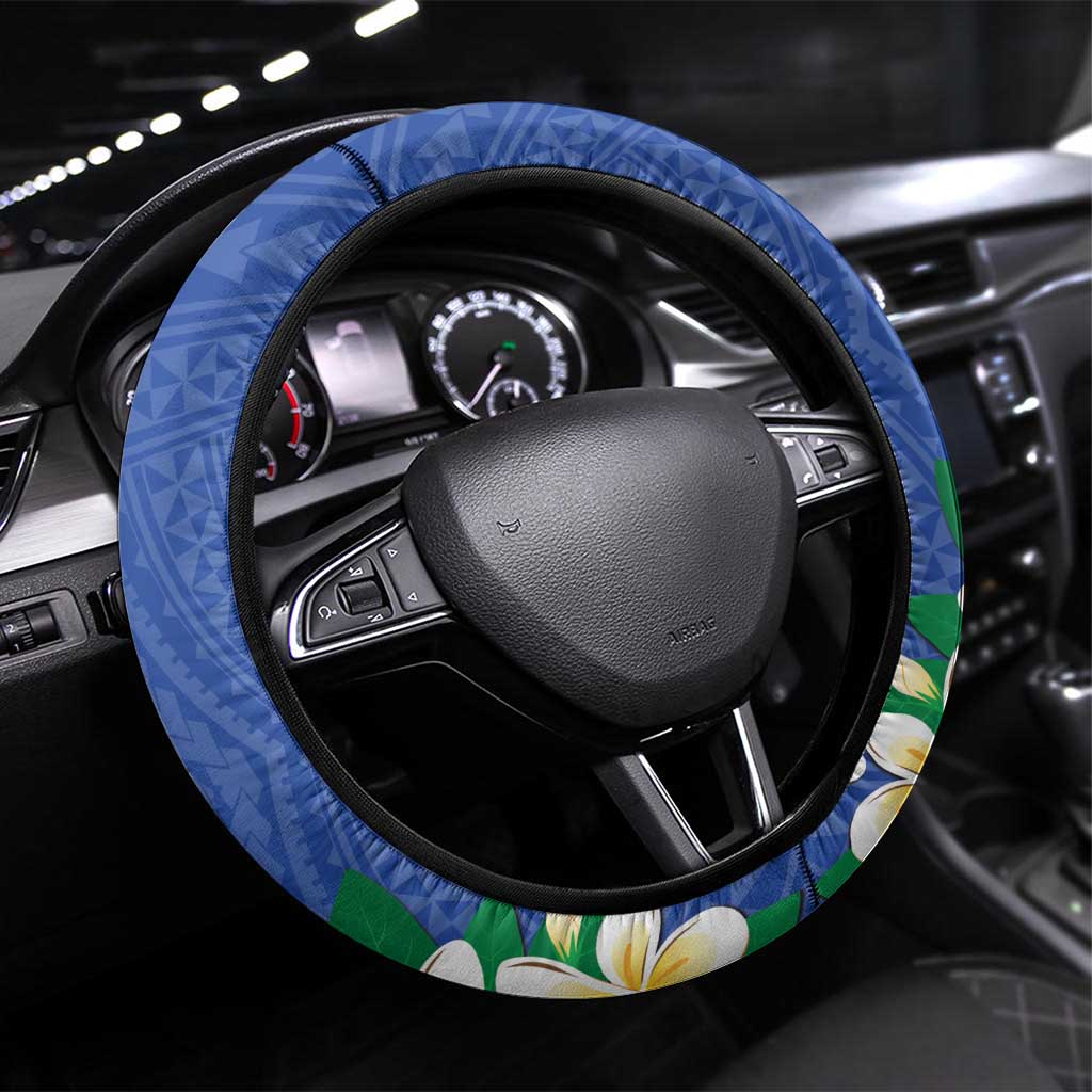 FSM Pohnpei Polynesian Shark Tattoo Steering Wheel Cover LT9 Universal Fit Blue - Polynesian Pride