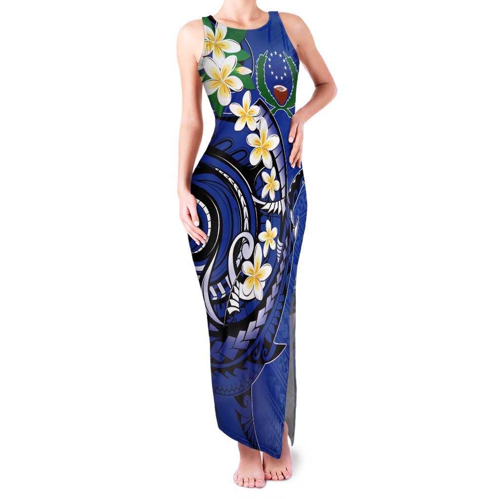 FSM Pohnpei Polynesian Shark Tattoo Personalised Tank Maxi Dress LT9 Women Blue - Polynesian Pride