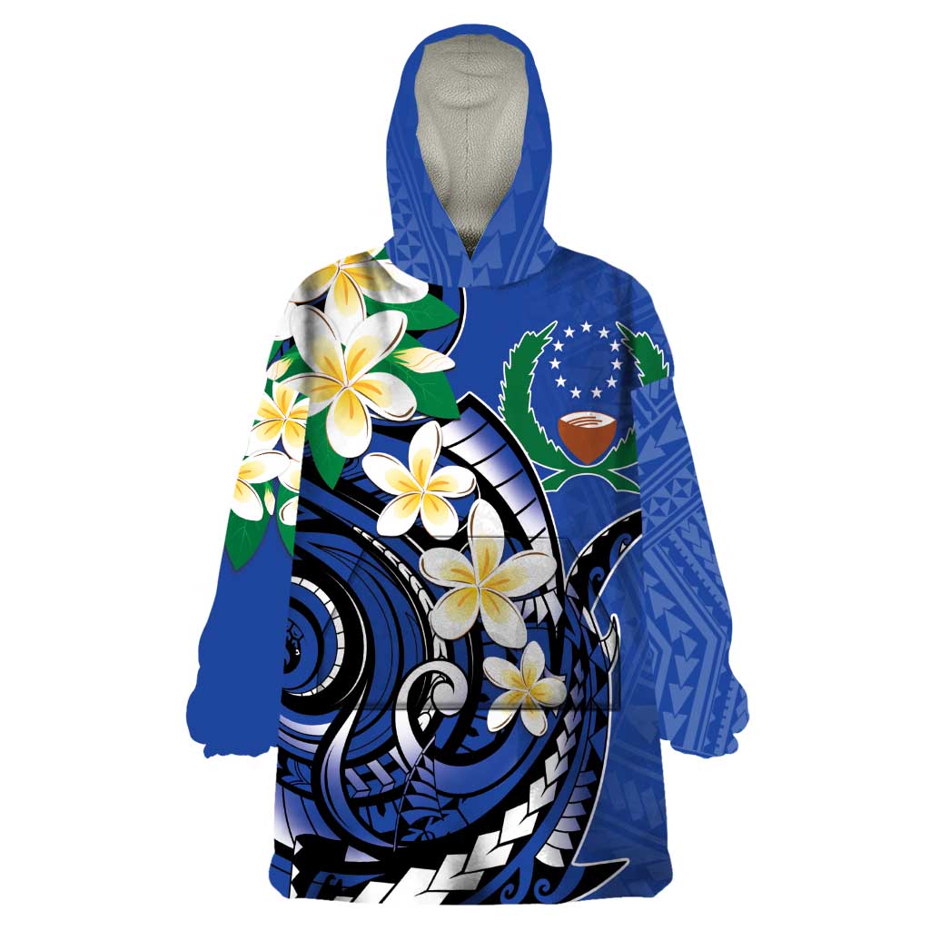 FSM Pohnpei Polynesian Shark Tattoo Personalised Wearable Blanket Hoodie LT9 One Size Blue - Polynesian Pride