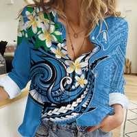 FSM Yap State Polynesian Shark Tattoo Personalised Women Casual Shirt