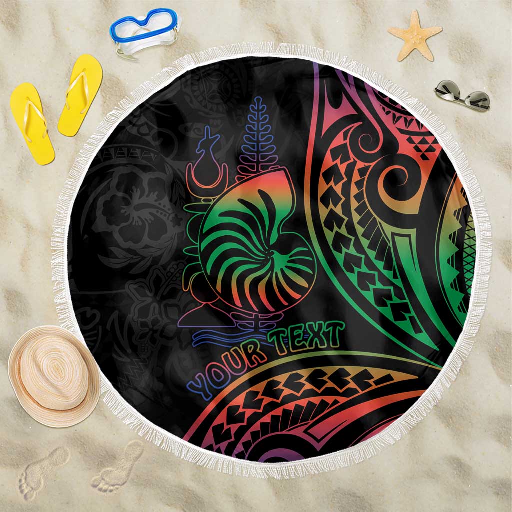 New Caledonia Polynesian Tatoo Personalised Beach Blanket LT9 One Size 150cm Black - Polynesian Pride