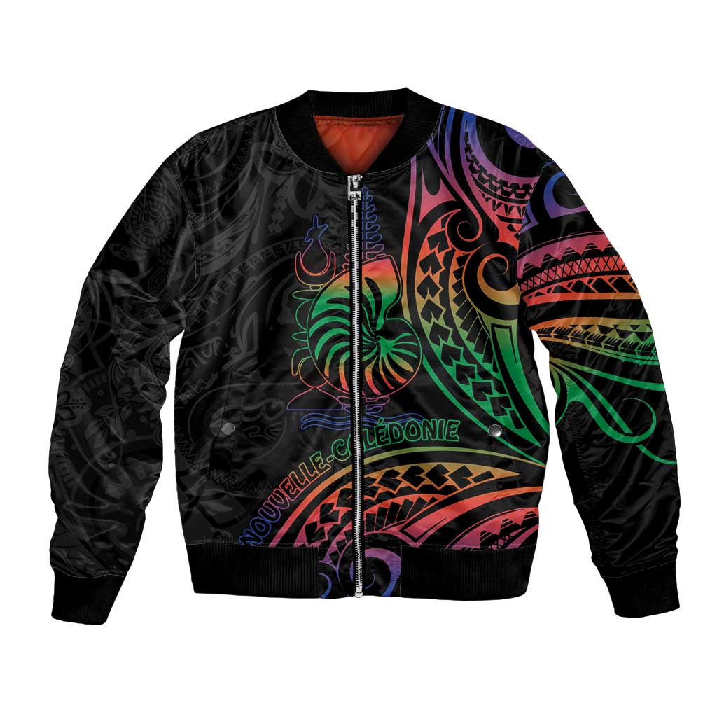 New Caledonia Polynesian Tatoo Personalised Bomber Jacket LT9 Unisex Black - Polynesian Pride
