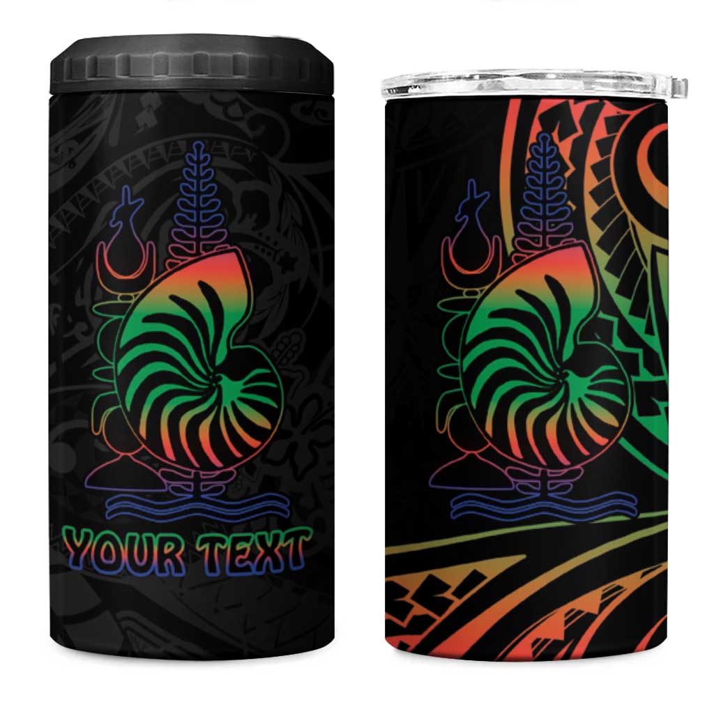 New Caledonia Polynesian Tatoo Personalised 4 in 1 Can Cooler Tumbler LT9 One Size: 16 oz Black - Polynesian Pride