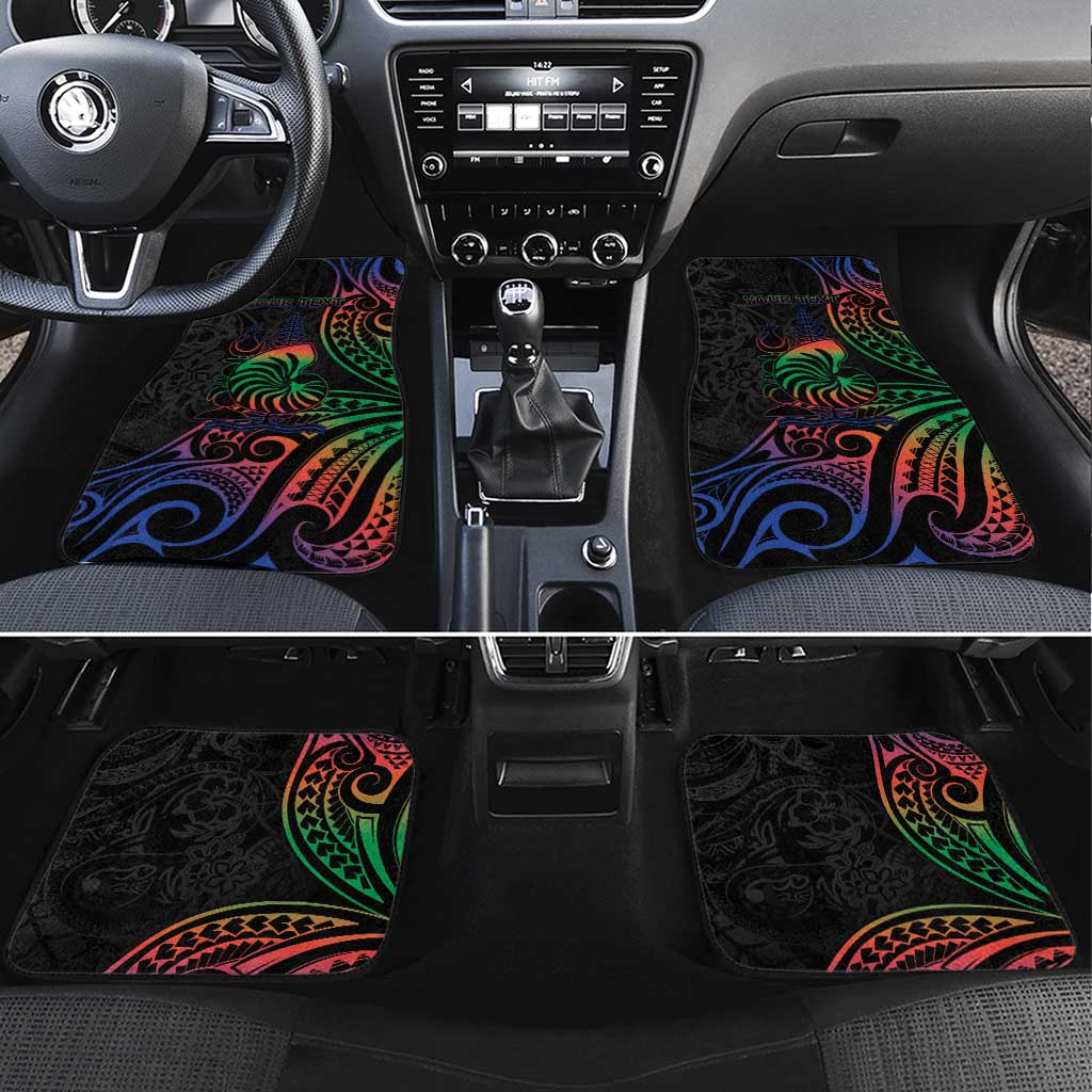 New Caledonia Polynesian Tatoo Personalised Car Mats LT9 Set 4pcs Black - Polynesian Pride