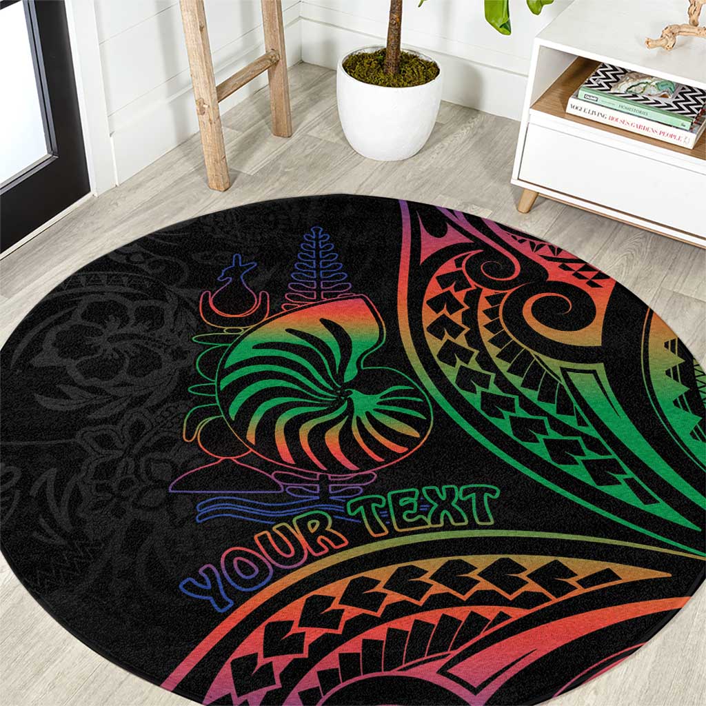 New Caledonia Polynesian Tatoo Personalised Round Carpet LT9 Black - Polynesian Pride
